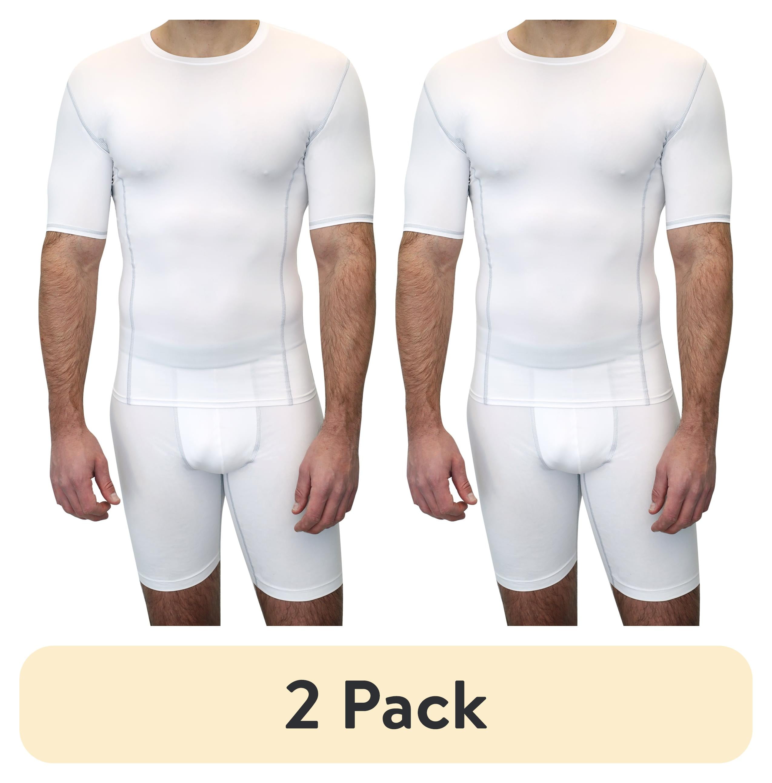 Athletic Works Compression Crewneck Tee, Large, White, Quick Dry