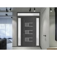 thumbnail image 4 of Front Exterior Prehung Metal-Plastic Door Frosted Glass | Manux 8933 Antracite Grey | 2 Side and Top Sidelite Transom | Office Commercial and Residential Doors Patio 58x94 (W14+30+14x80+14)Left-hand, 4 of 6