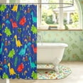thumbnail image 3 of Manfei Cut Dino Animals Shower Curtain 72Wx72L,Kawaii Palm Tree Flower Bathroom Curtain,Blue Green, 3 of 5