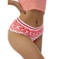 thumbnail image 3 of VISgogo Calzoncillos agradables para la piel para mujer, calzoncillos de cintura baja con estampado navideño femenino, blanco / rojo VISgogo moda, 3 of 9