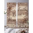 thumbnail image 3 of Country Star Brown Sheer Curtains 96 Inch Length 2 Panels Set Window Treatments, Farmhouse Vintage Plants Wooden Rod Pocket Semi Curtains for Living Room/Bedroom/Kitchen Décor, 104"W x 96"L, 3 of 7