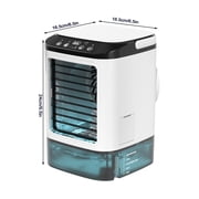 MDHAND Portable Air Cooler, 3 Speeds with Dual Mist and Ice Box, 900ml Tank, 7-Color Light, Usb Personal Cooling Fan for Home Office