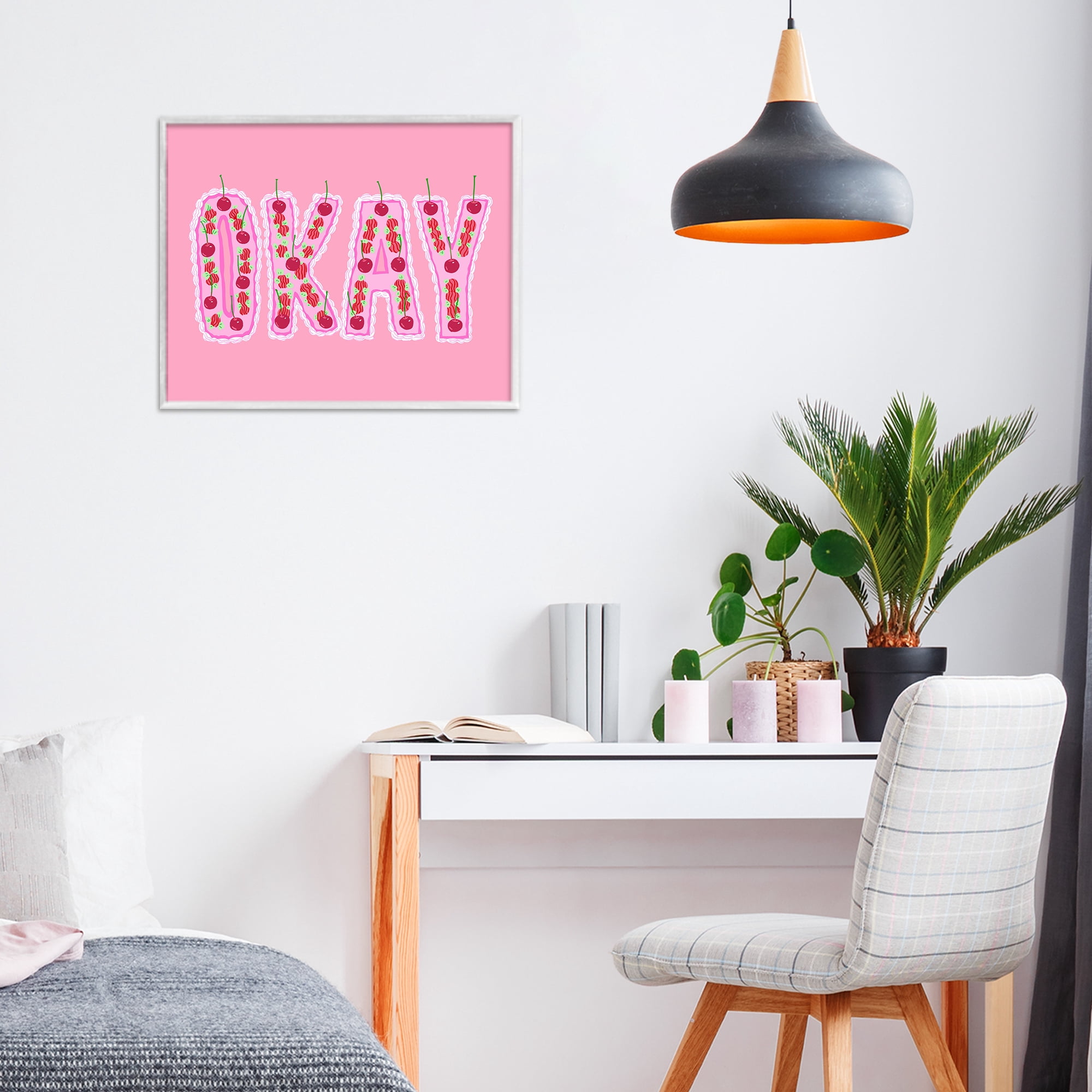 Stupell Industries Okay Pastel Cherry Cake White Framed Giclee Art, design by Ziwei Li