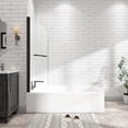 thumbnail image 3 of KPUY 31" - 32" x 55" Frameless Bath Tub Shower Screen, 180° Pivot Shower Panel Door with 1/4" Tempered Glass, Matte Black, 3 of 9