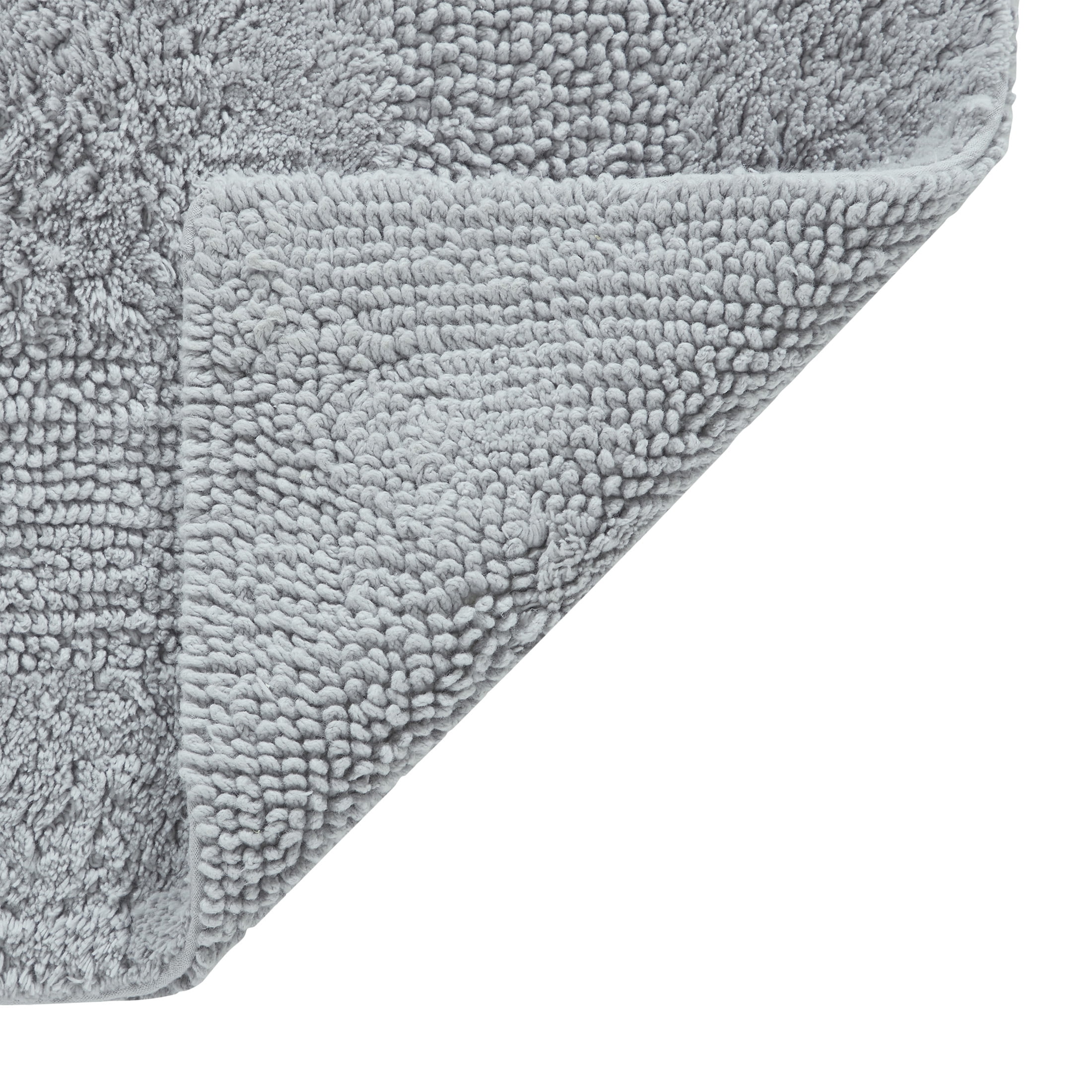 VCNY Home Jessica Solid High Rise Grey Cotton Bath Rug, 20" x 32"