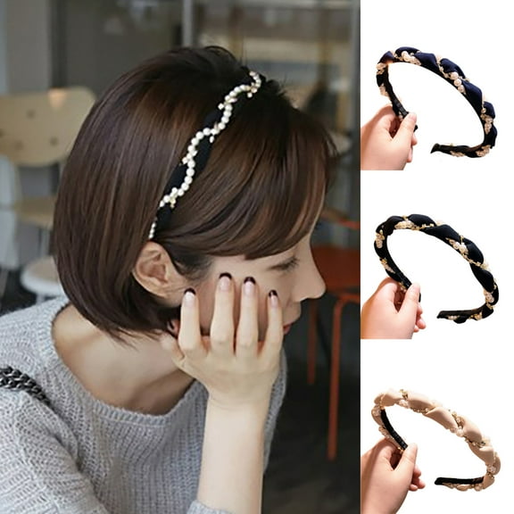 SPRING PARK Women Faux Pearl Crystal Head Wear Hoop Headband Hairband Hair Band Accessories