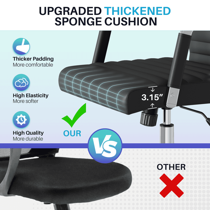 Lacoo High-Back Office Desk Chair Faux Leather Executive Chair with Lumbar Support, Black
