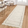thumbnail image 3 of Scalloped Edge Area Rug – Non-Slip, Machine Washable Low Pile Indoor Carpet, Modern Farmhouse Floor Mat for Living Room, Bedroom, Nursery, Dining Room, Office, 3 of 12