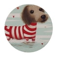 thumbnail image 2 of CMMY  Woof Dachshund Dogs Round Tablecloth with Elastic Edged Fitted Table Cloths Cover Mat Washable Polyester Spill Proof Table Covers for Indoor outdoor Dinning Patio Table White, 2 of 7