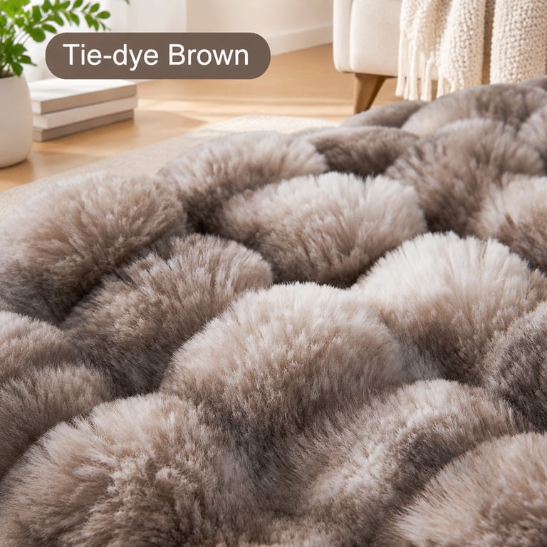 Pelt Throwing Soft Bubble Faux Fur Throw Blanket, 60