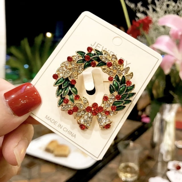 xihome Broche navideño de esmalte, accesorio festivo para fiestas, cierre de metal dorado