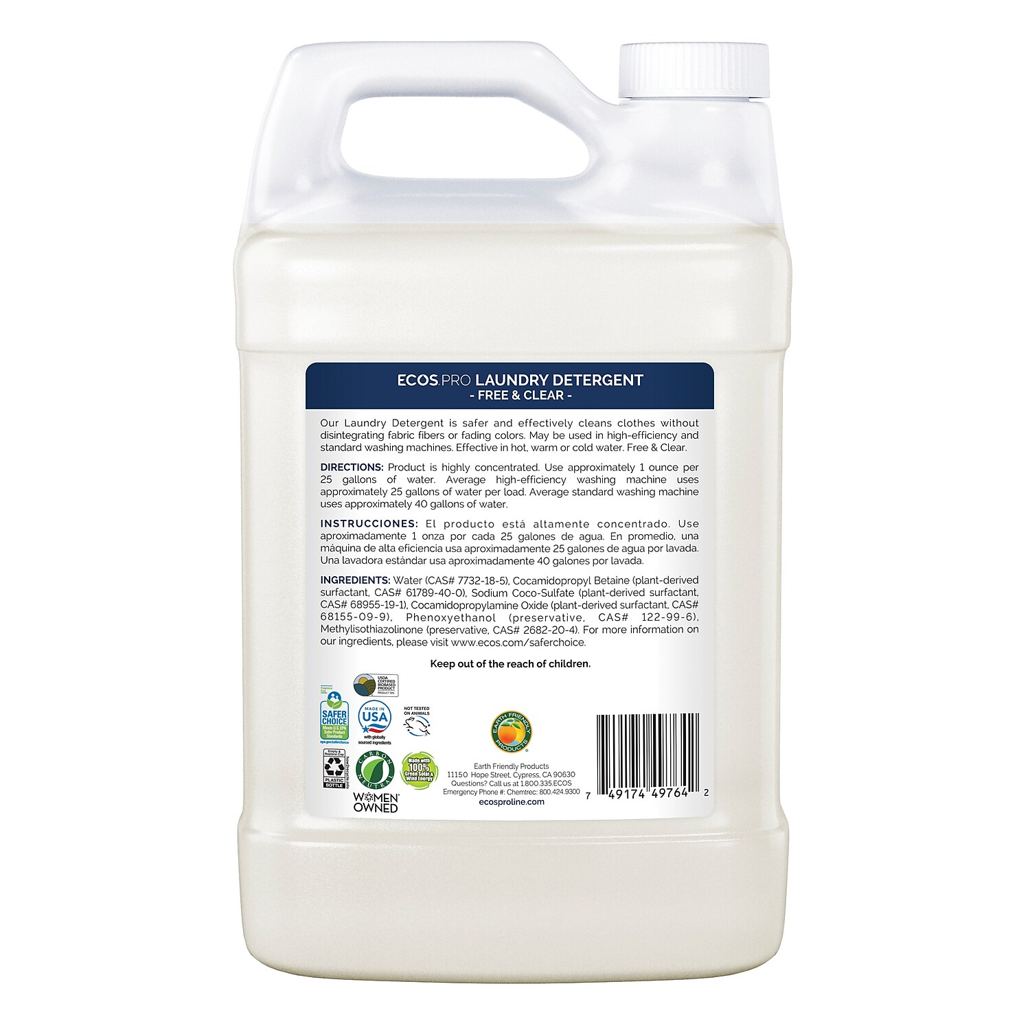 ECOS PRO Free & Clear HE Liquid Laundry Detergent 128 Loads 128 oz. 4/Carton (PL9764/04)
