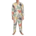 thumbnail image 3 of Honeii Butterfly Pattern Mens Pajamas Set,2pcs Men's Lounge Long Sleeve Sleep Shirt and Pajama Bottoms Sleepwear Set,Mens Pjs Sets-Large, 3 of 7