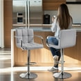 thumbnail image 3 of Alden Design Adjustable Swivel Bar Stools Modern Faux Leather Bar Chair Set of 2, Light Grey, 3 of 8