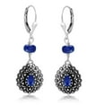 thumbnail image 2 of American West Jewelry Sterling Silver Lapis Pear-Shaped Concha Lever Back Earrings, 2 of 6
