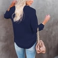thumbnail image 4 of Blusa Cuello En V Manga Larga Botón Color Puro Moda Básica Casual Tops para Mujer, 4 of 6