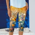 thumbnail image 5 of Leggings under $5! Cagogo Women's Yoga Capris Floral Print Casual Summer Soft Stretchy Plus Size Lounge Capri Leggings Workout Athletic Running Elastic Waist Knee Length Cropped Pants, 5 of 6