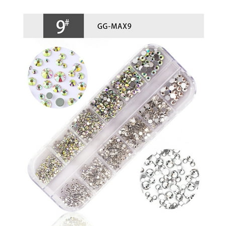 GiliGiliso Clearance Flat Bottom Shaped Diamond Colored Glass Diamond Nail Art Jewelry Diamond
