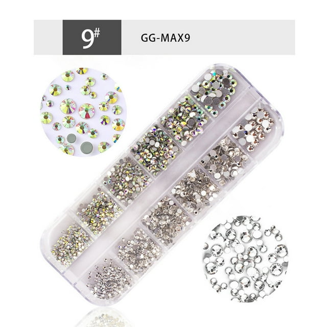Bilqis Bijoux d'Art d'Ongles en Verre Coloré Diamant en Forme de Fond Plat