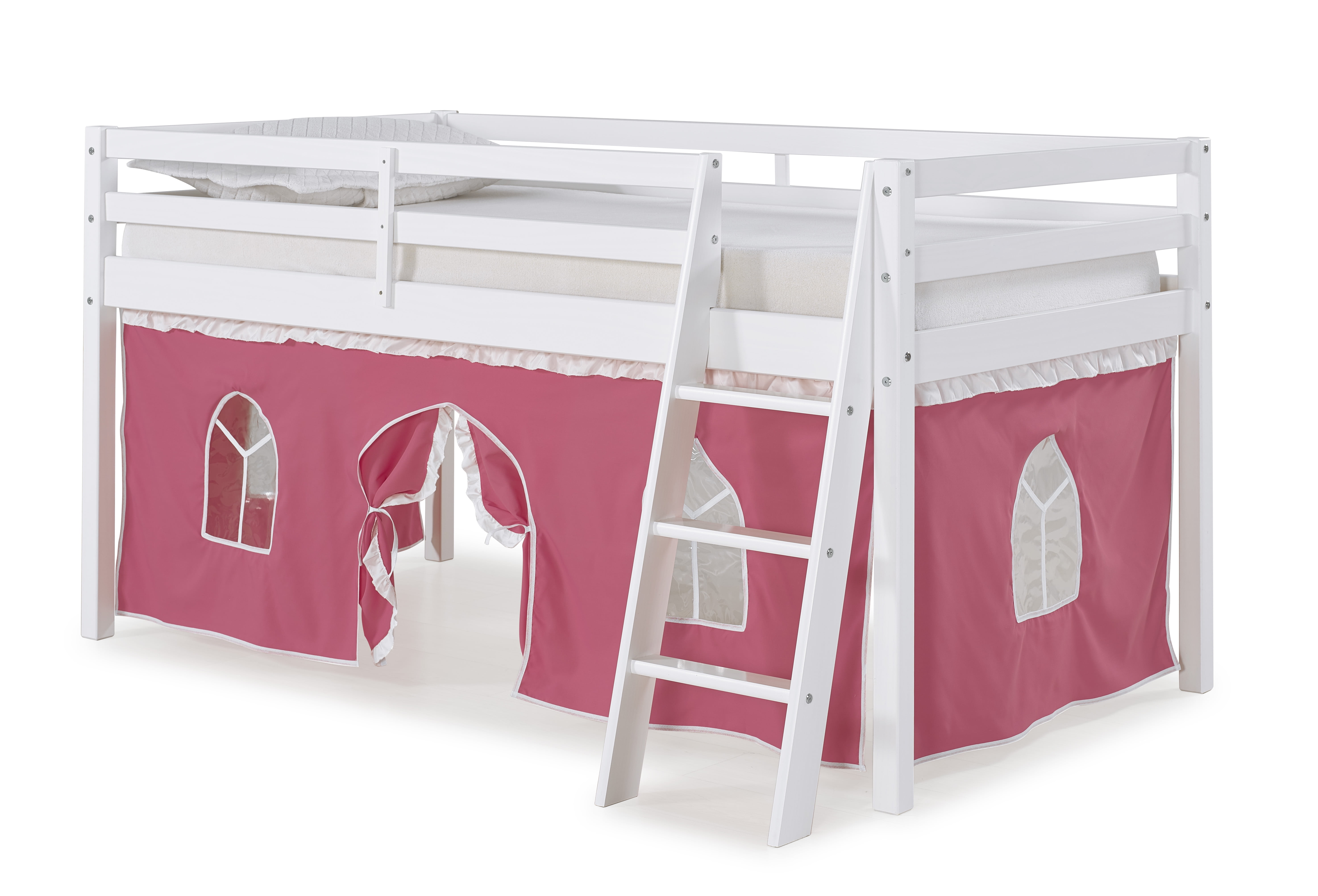 Roxy Twin Junior Loft Bed With Pink And, Bunk Bed With Tent Underneath