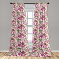 thumbnail image 4 of Ambesonne Floral Curtains, Peonies Vintage Fashion Art, Pair of 28"x95", Dark Magenta and Apple Green, 4 of 5