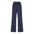 thumbnail image 4 of Flmaly vacation outfits for women High Waistband Women's Cotton Linen Pants Solid Color Drawstring Casual Wide Leg Long Pants Casual Trousers Pocket Vacation Outfits, 4 of 5