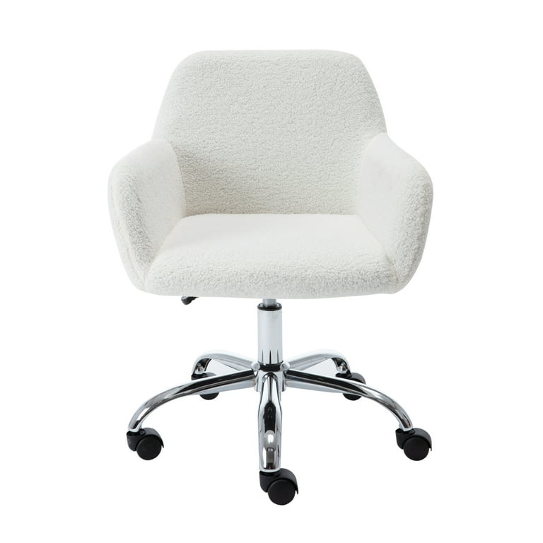 Hassch Rustic Sherpa Office Chair Ivory Walmart