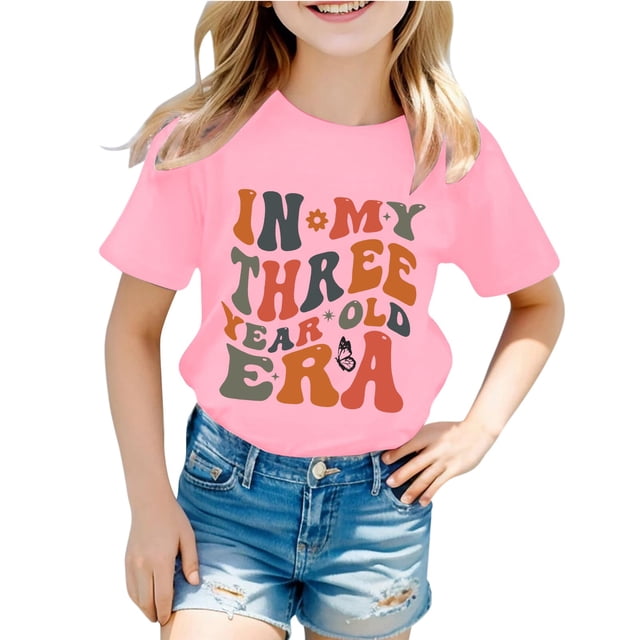 JTieacloth T-Shirt Décontracté à Manches Courtes et Col Rond pour Enfants, Lettres, Tailles 8-9 Ans