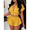 thumbnail image 1 of Lovelywholesale Hooded Collar Fold Design Shorts Set, 1 of 3