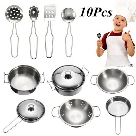 10/19/23pcs Mini Stainless steel Cookware Kitchen Cooking Set Pots & Pans Educational Pretend Play Toy For Children Play House , Simulation Kitchen (Best Pot And Pan Set For Gas)