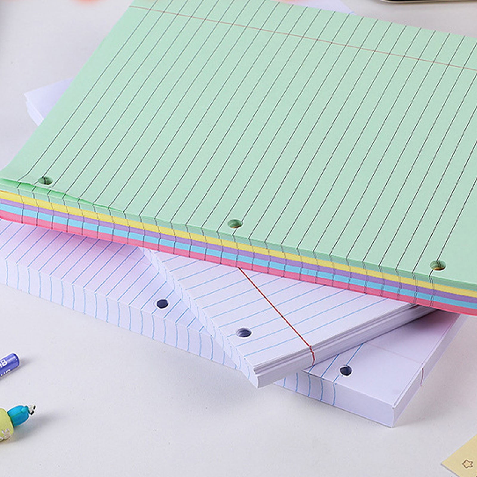 HCTSHG Colored Loose Paper 8" X 11" College Ruled Lined 3 Hole Punched Notebook Filler Paper for 3-Ring Binders Notepad Writing Note Pads Ideal for Home, Office, Binders,Planning & Journaling