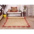 thumbnail image 4 of Natural Scalloped Jute Area Rug Bohemian Scallop Boho Decor Area Handwoven Custom Rugs Decorative Rug Natural Base Braided Woven Rugs (Red, 9x12 ft), 4 of 7