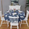 thumbnail image 2 of Dark Blue Christmas Animal Pattern Round Tablecloth 60"x60",Wrinkle Wipeable Table Cloth for Kitchen Dining Room Picnic Patio Party, 2 of 6
