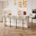 thumbnail image 6 of VECELO Set of 6 Velvet Bar Stools, Modern Swivel Adjustable Counter Height Kitchen Bar Chairs with Woven Back, for Dining Room Pub Island, White, 6 of 8