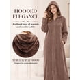 thumbnail image 4 of LOFIR Women's Zipper Front Hooded Robe: Long Plush Fleece Bathrobe, Soft Warm Housecoat Sleepwear and Loungewear for Women Coffee 2XL3XL, 4 of 8