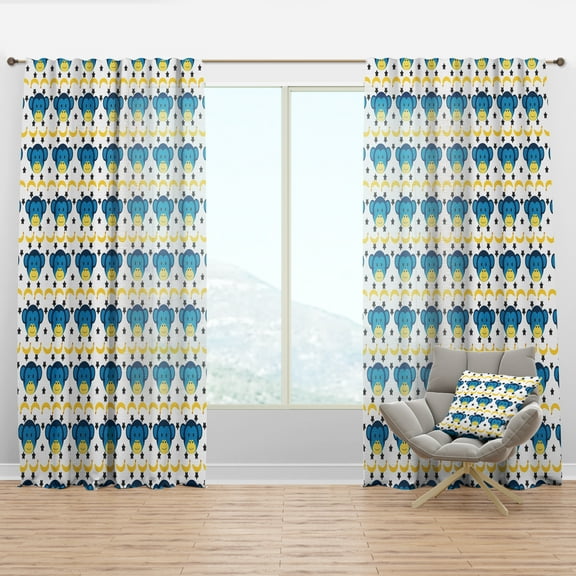 Designart 'Doodle Monkey Collage Pattern' Tropical Curtain Panel