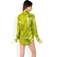 thumbnail image 5 of Women's Sequin Button-Down Shirt Dress with Long Sleeves - X Large, Green, 5 of 7