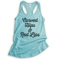 thumbnail image 1 of Curved Hips And Red Lips Tank Top, Ladies Racerback Tank Top, Sassy Lady Tank, Cancun, X-Large, 1 of 3