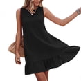 thumbnail image 6 of ZHYou Women's Summer Dresses with Cute Bow Casual Loose Sleeveless Sundress Ruffle Hem Tank Dresses Beach Dress with Pockets Black L, 6 of 8