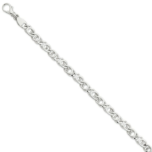 14k White Gold 6.85mm Polished Fancy Link Bracelet