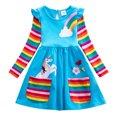 thumbnail image 1 of AAMILIFE Unicorn Robe d'Automne à Manches Longues pour Filles Nouvelle Robe en Coton Brodée pour Enfants Robe à Fleurs Col Rond, 1 of 8