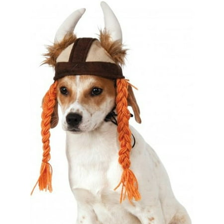 Plush Viking Helmet With Braids Pet Dog Costume Accessory