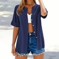 thumbnail image 3 of Yubnlvae Dark Blue Summer Tops for Women Trendy Sleeveless Cotton Linen Tank Top Casual Button V Neck Tunic Blouses, Xxl, 3 of 3