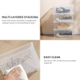 thumbnail image 3 of Shoe Storage Box Clear Plastic Stackable With Lid Durable Closet Containers For Shoes  Crafts And Art Supplies (12 Pack-6qt), 3 of 6