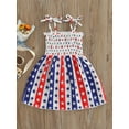 thumbnail image 2 of Kiapeise Toddler Summer A-line Dress, Girls Tie-up Smocked Butterfly/ Heart/ Star  Stripe Print Spaghetti Strap One-piece, 2 of 8