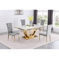 thumbnail image 4 of Terracotta Gray/Gold Faux Marble Dining Set (5-Piece), 4 of 7