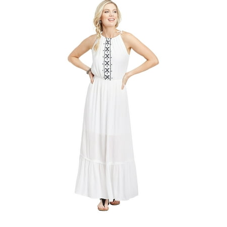 Embroidered Maxi - maurices Halter Top Maxi Dress - Women’s Embroidered