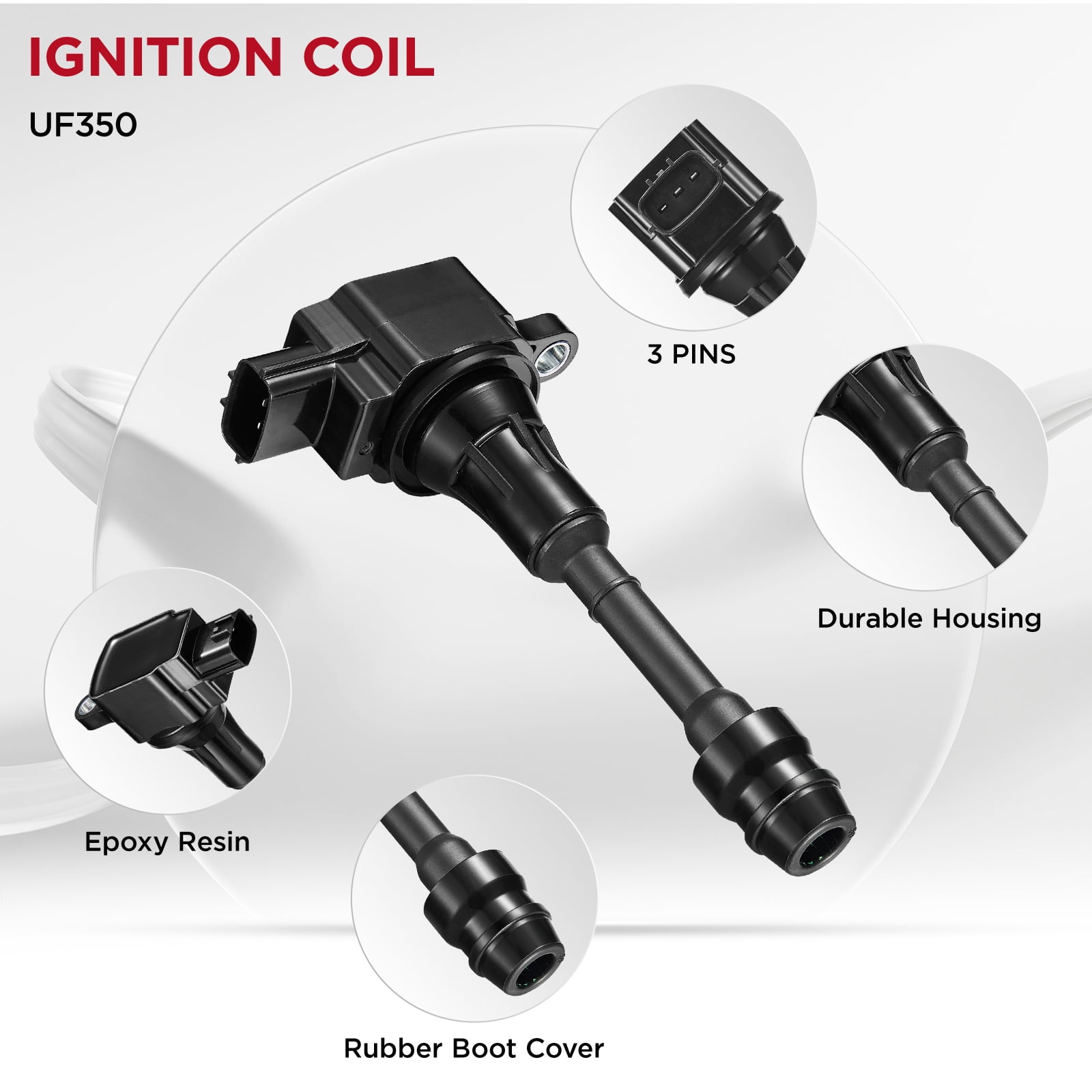 SPEEDWOW Ignition Coil Pack UF350 and Iridium Spark Plugs 4505 Compatible with Nissan 2002-2006 Altima 2002-2006 Sentra L4 2.5L Sets of 4
