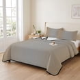 thumbnail image 2 of Queen Quilt Set 90''x96'', Beige Gray Ombre Lightweight Summer Bedspread Coverlet Set with 2 Pillow Shams, Modern Gradient Abstract Art Breathable All Season Quilt Bedding for Bedroom/Guest Room, 2 of 9