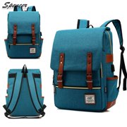 Spencer Canvas Laptop Backpack for Women Men - Shoulder Travel Daypack Anti-theft Satchel Rucksack Computer Bag with USB Charging Fit 16 Laptop